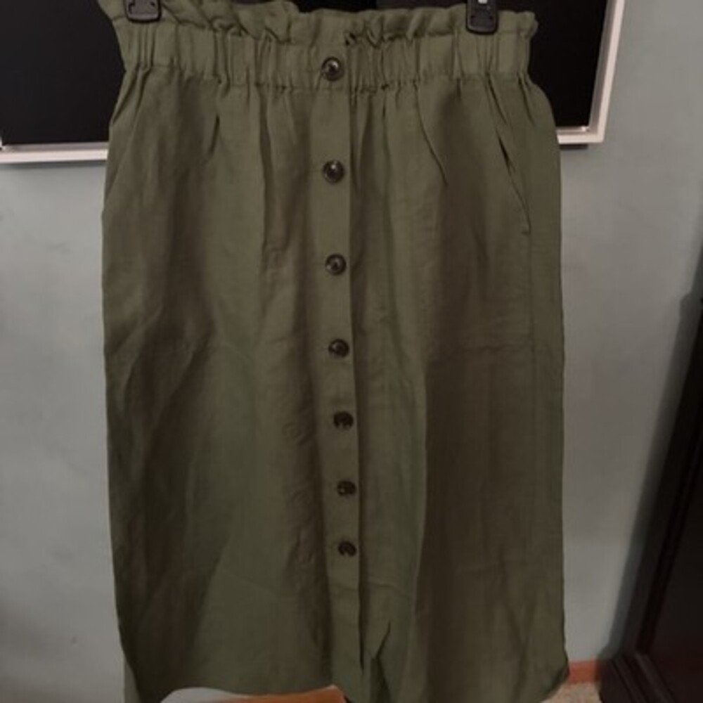 Madewell Paperbag button-front midi skirt Kale XS A160